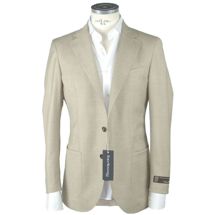Beige wool blazer for men
