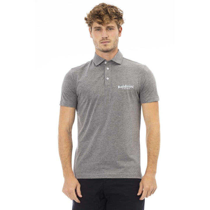 Grey cotton polo shirt for men