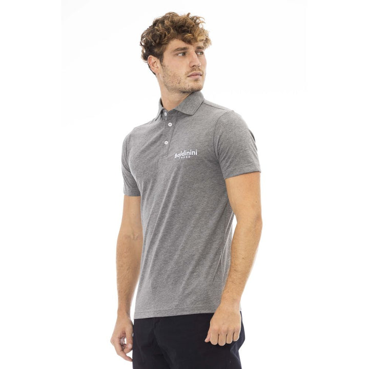 Grey cotton polo shirt for men