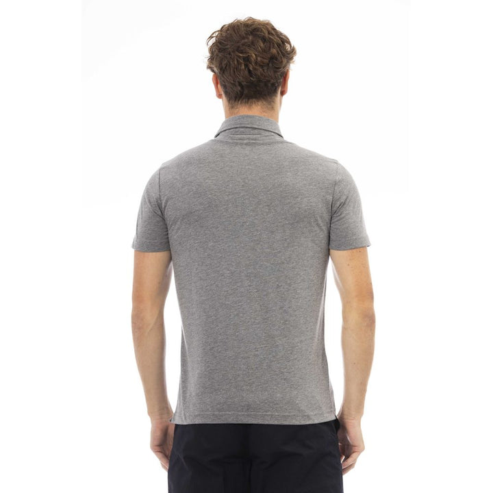 Grey cotton polo shirt for men