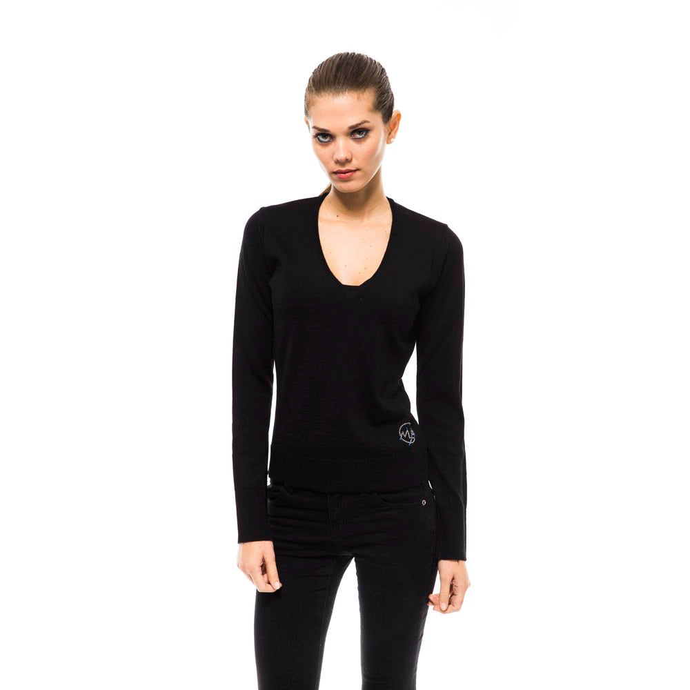 Schwarzer Pullover aus Wolle für Frauen