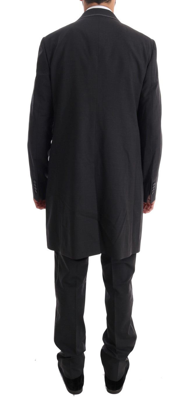 Grauer Woll-Stretch-3-Stück-Anzug mit zwei Knöpfen