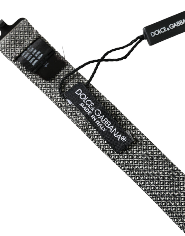 Grey silk patterned adjustable neck men's papillon bow tie