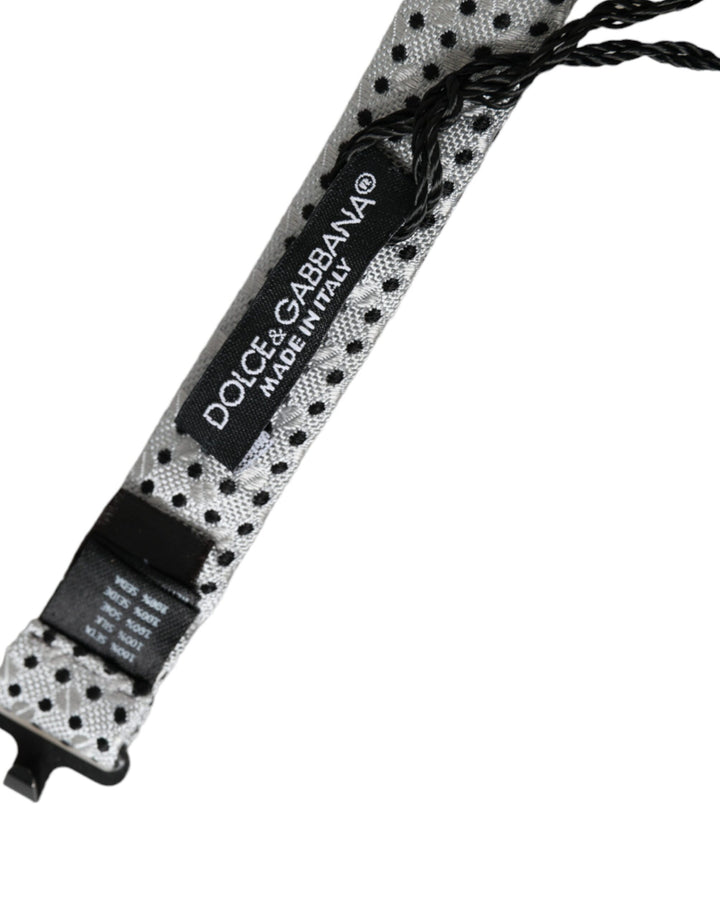 Grey Silk Polka Dot Adjustable Neck Men Papillon Bow Tie