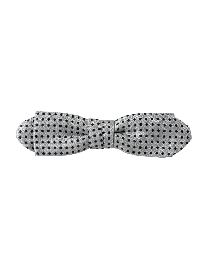 Grey Silk Polka Dot Adjustable Neck Men Papillon Bow Tie