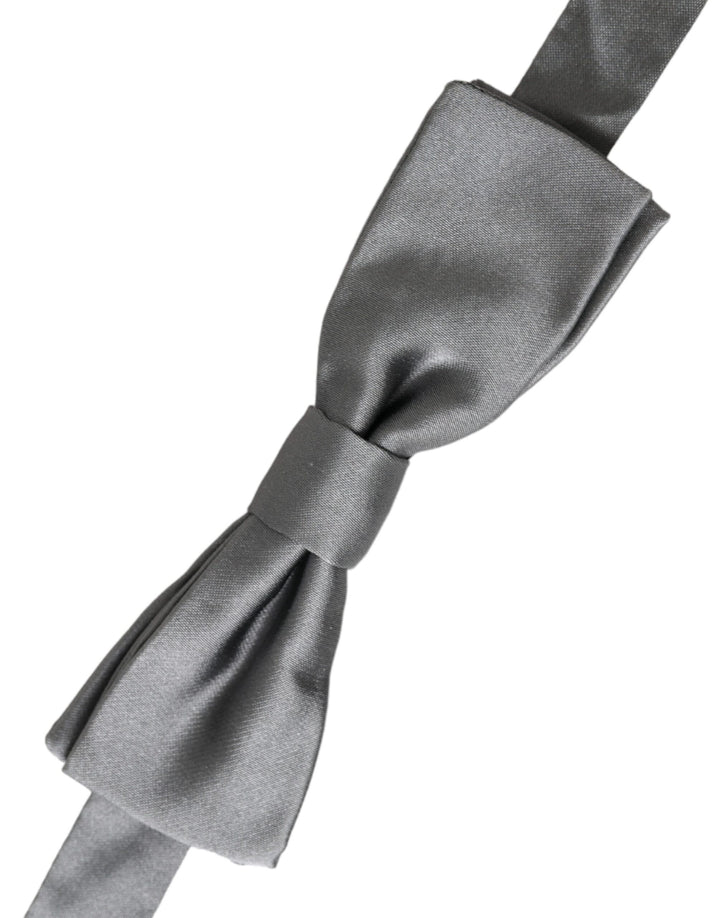 Grey Satin Silk Adjustable Neck Men Papillon Bow Tie