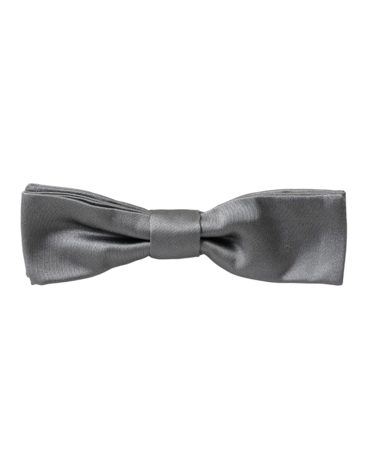 Grey Satin Silk Adjustable Neck Men Papillon Bow Tie
