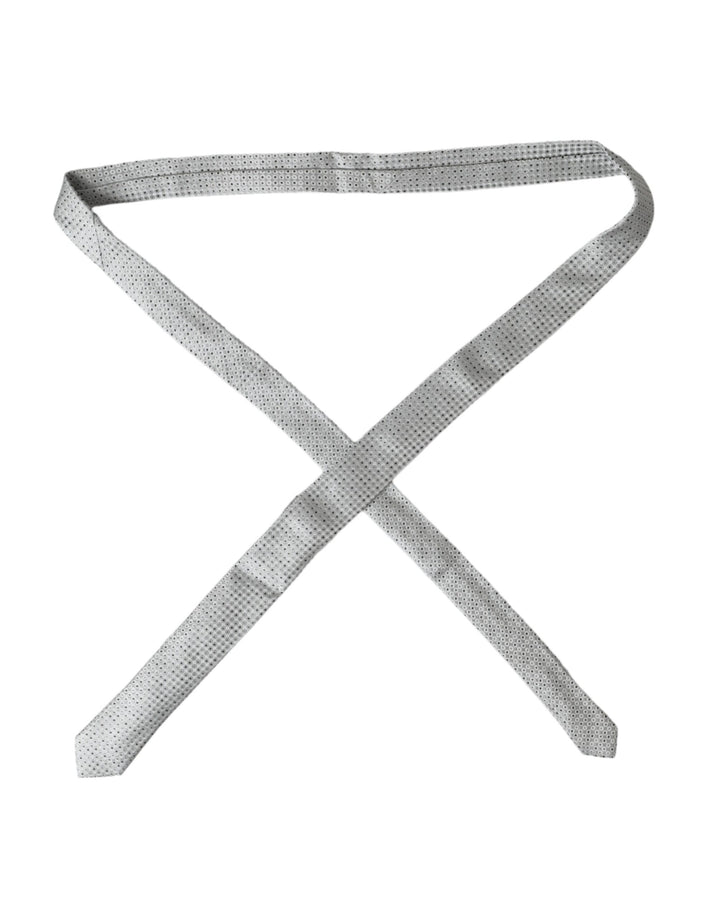 Hellgraue gepunktete Seidenkrawatte für Männer, verstellbar
