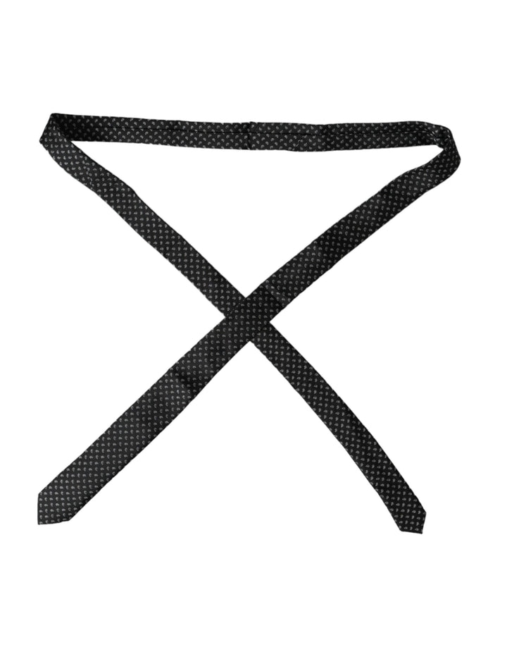 Schwarze Jacquard-gemusterte Seidenkrawatte für Männer, verstellbar