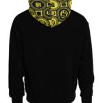 Black cotton logo sweatshirt with hood