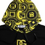 Black cotton logo sweatshirt with hood