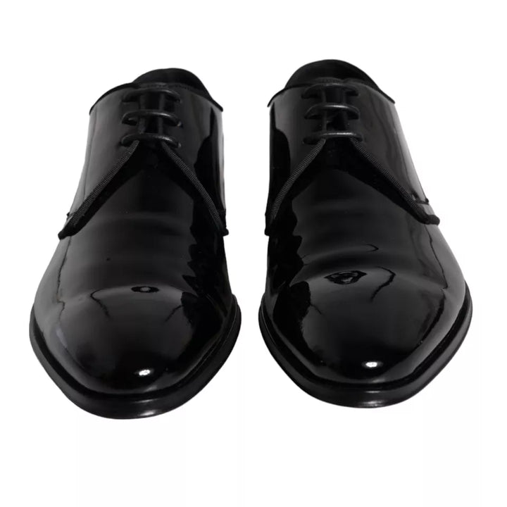Black calf leather derby men's dress shoes