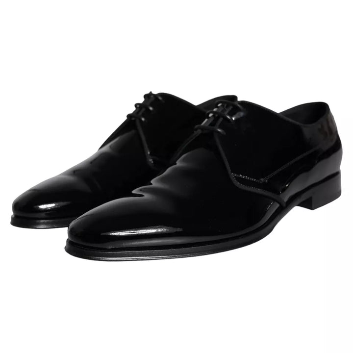 Black calf leather derby men's dress shoes