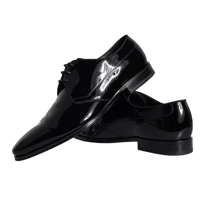 Black calf leather derby men's dress shoes
