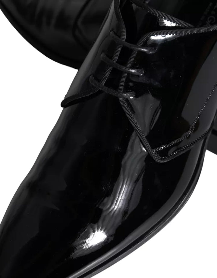 Black calf leather derby men's dress shoes