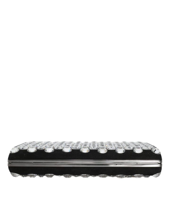 Black Velvet Crystal Clutch Evening Party Handbag