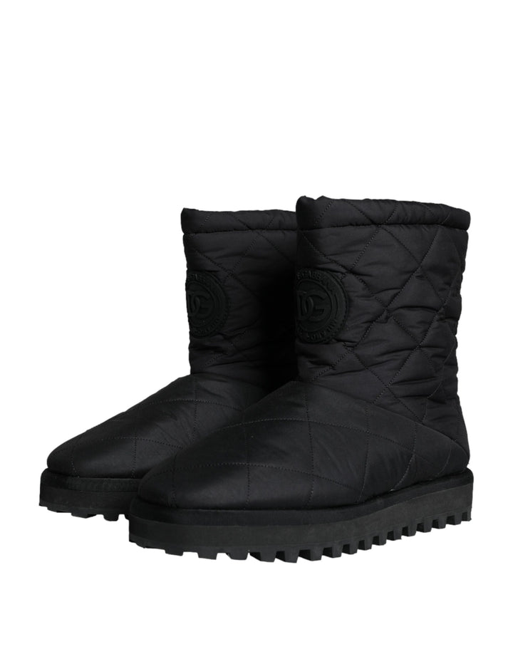 Schwarz Nylon gepolstert Mid Calf Männer Stiefel Schuhe