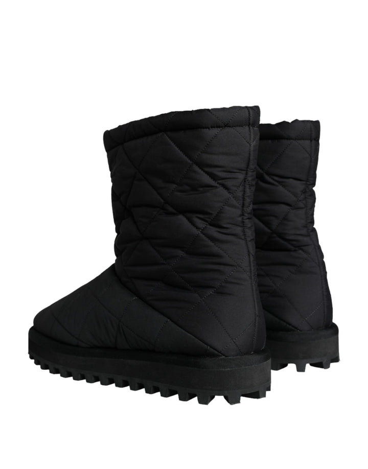 Schwarz Nylon gepolstert Mid Calf Männer Stiefel Schuhe