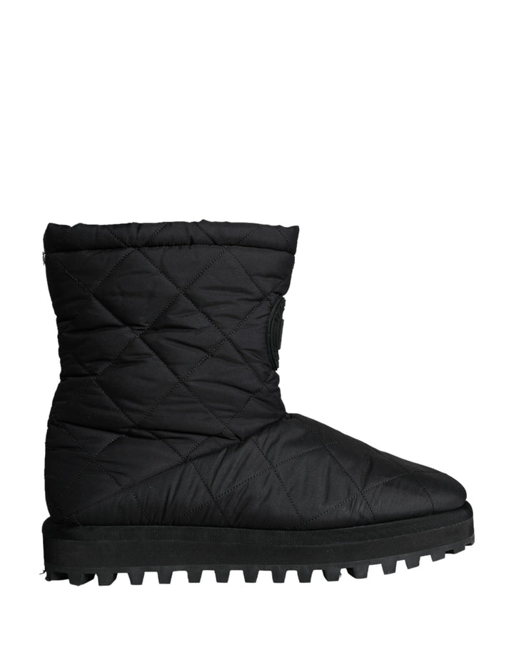 Schwarz Nylon gepolstert Mid Calf Männer Stiefel Schuhe