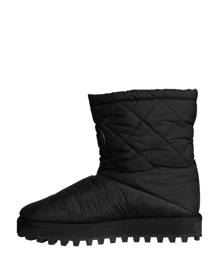 Schwarz Nylon gepolstert Mid Calf Männer Stiefel Schuhe