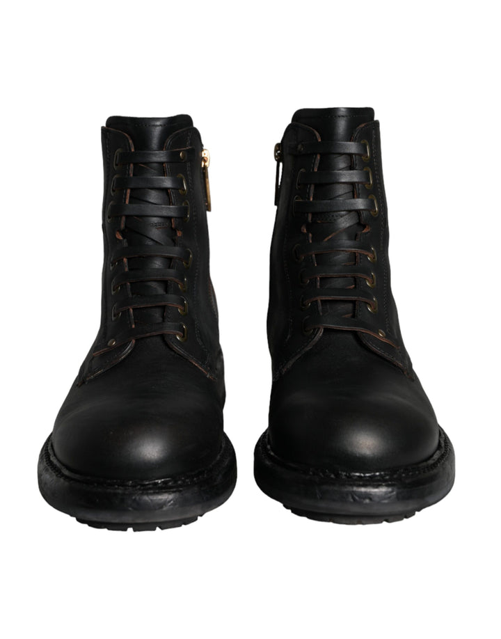 Schwarze Schnürstiefel Mid Calf Stiefel Männer Schuhe