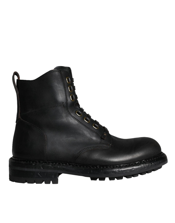 Schwarze Schnürstiefel Mid Calf Stiefel Männer Schuhe