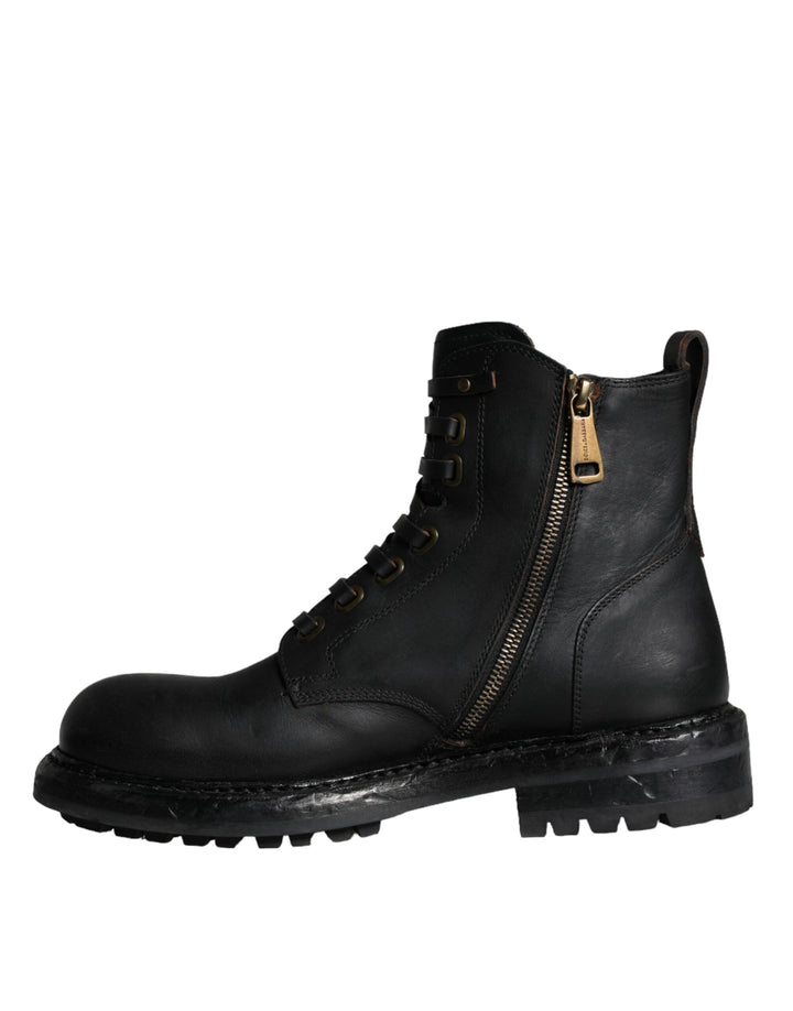 Schwarze Schnürstiefel Mid Calf Stiefel Männer Schuhe