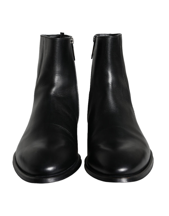 Black calf leather men's boots men's shoes