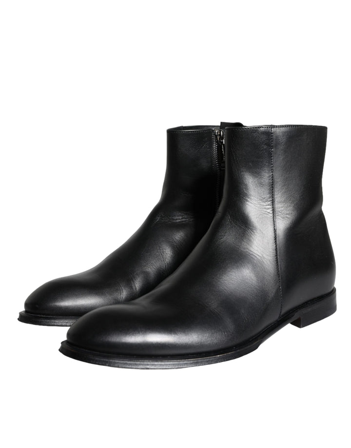 Black calf leather men's boots men's shoes