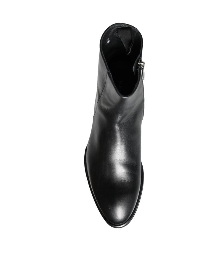 Black calf leather men's boots men's shoes