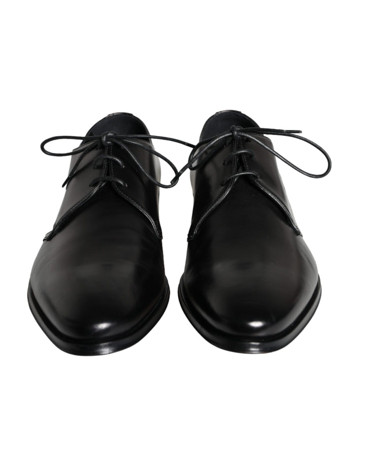 Black calf leather derby men's dress shoes