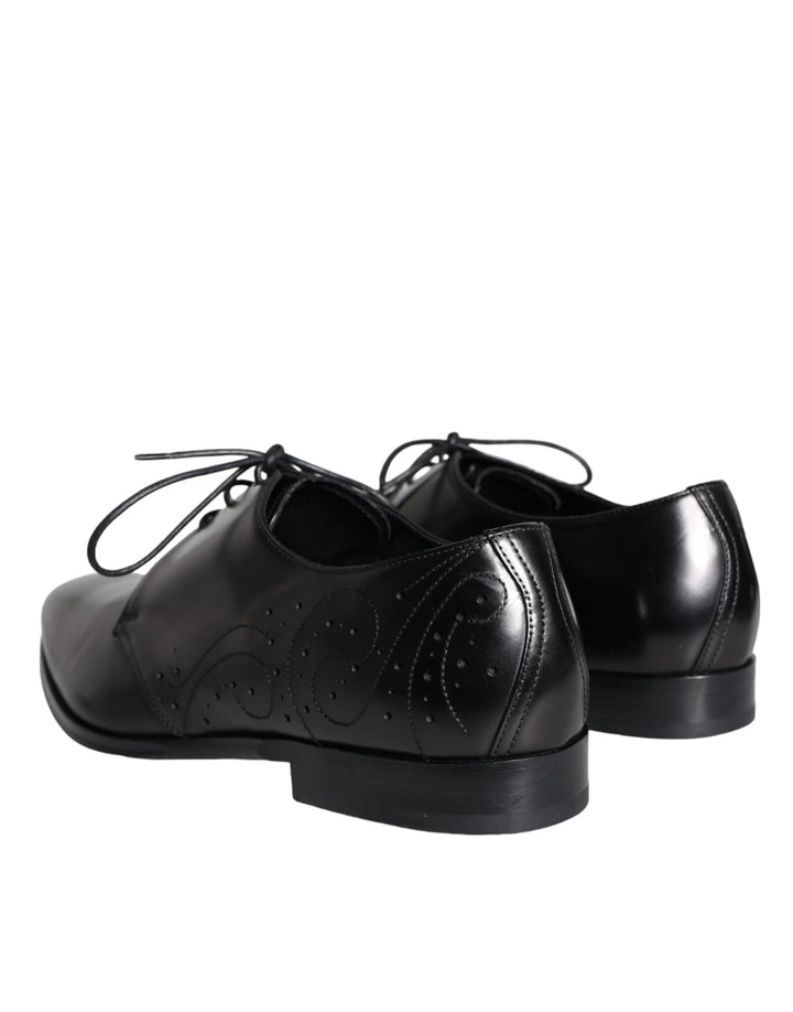 Black calf leather derby men's dress shoes