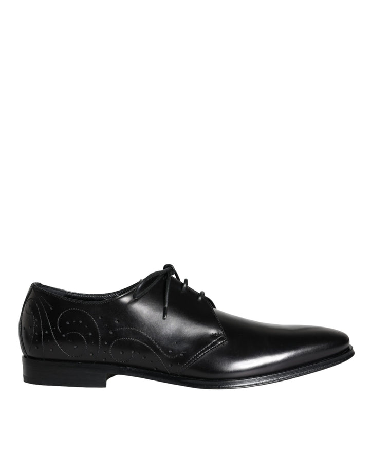 Black calf leather derby men's dress shoes
