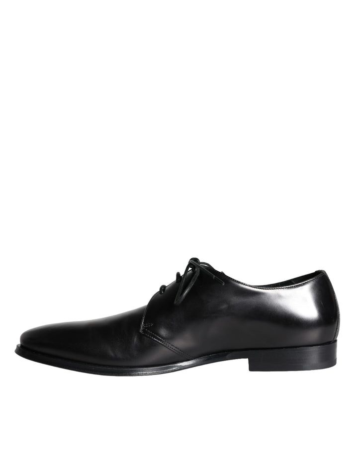 Black calf leather derby men's dress shoes