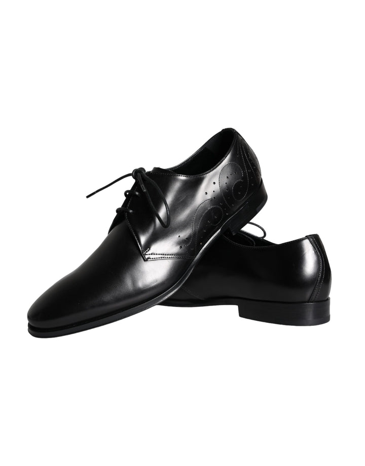 Black calf leather derby men's dress shoes