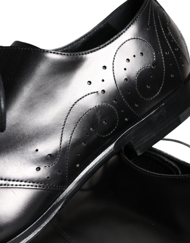Black calf leather derby men's dress shoes