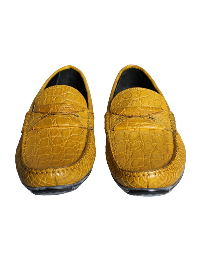 Gelbe Leder Slip Mocassin Loafers Schuhe