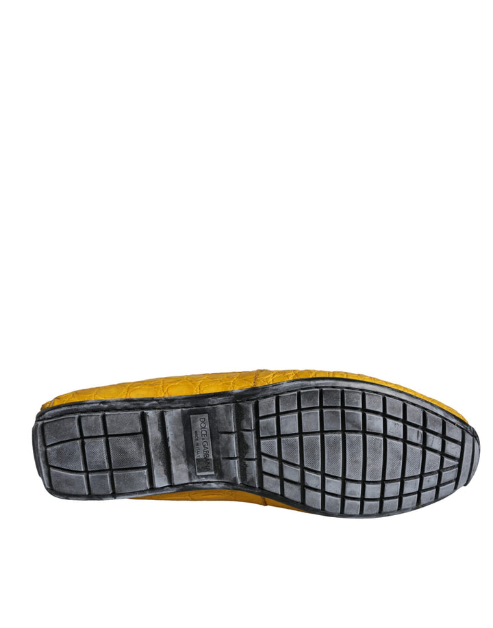 Gelbe Leder Slip Mocassin Loafers Schuhe