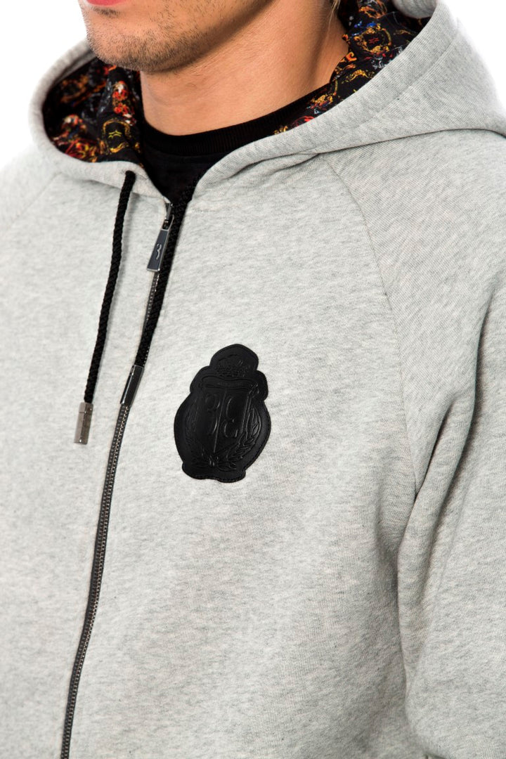 Grauer Baumwoll-Kapuzenpullover