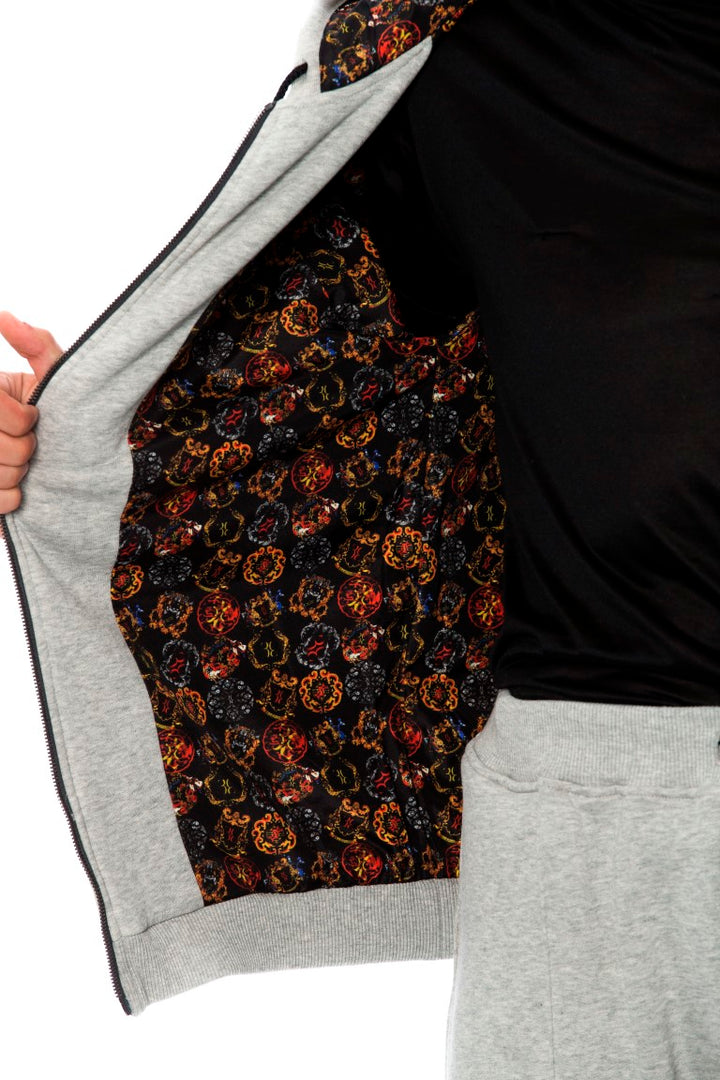 Grauer Baumwoll-Kapuzenpullover