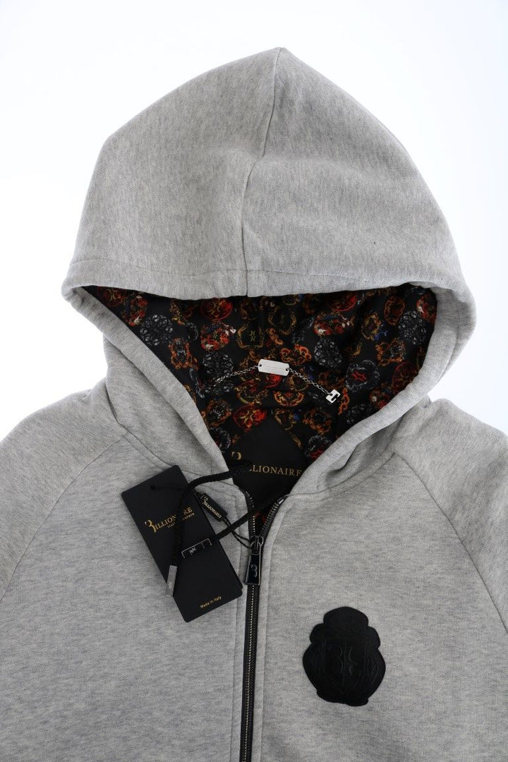 Grauer Baumwoll-Kapuzenpullover