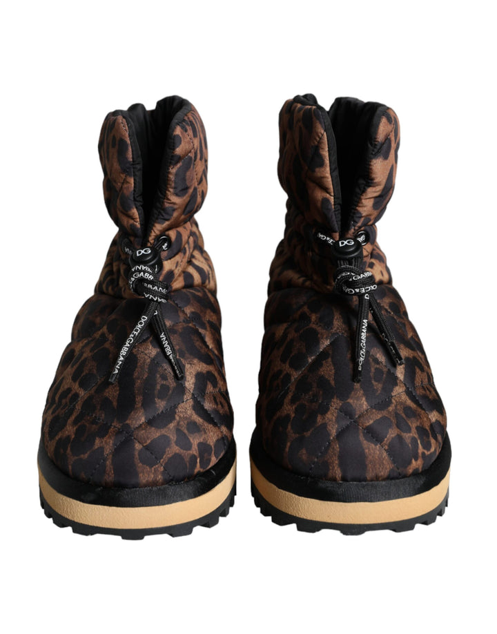 Braune Leopard-Stiefeletten Gepolsterte Schuhe