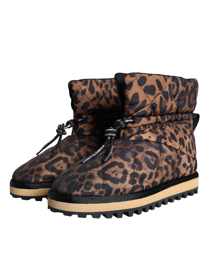 Braune Leopard-Stiefeletten Gepolsterte Schuhe