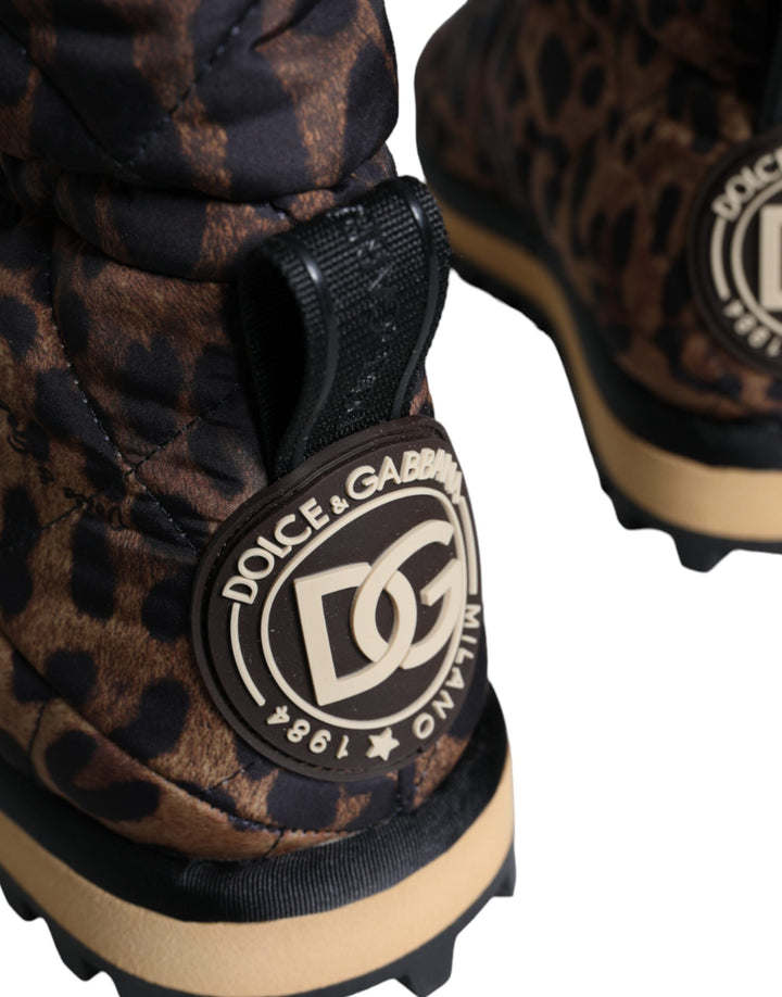 Braune Leopard-Stiefeletten Gepolsterte Schuhe