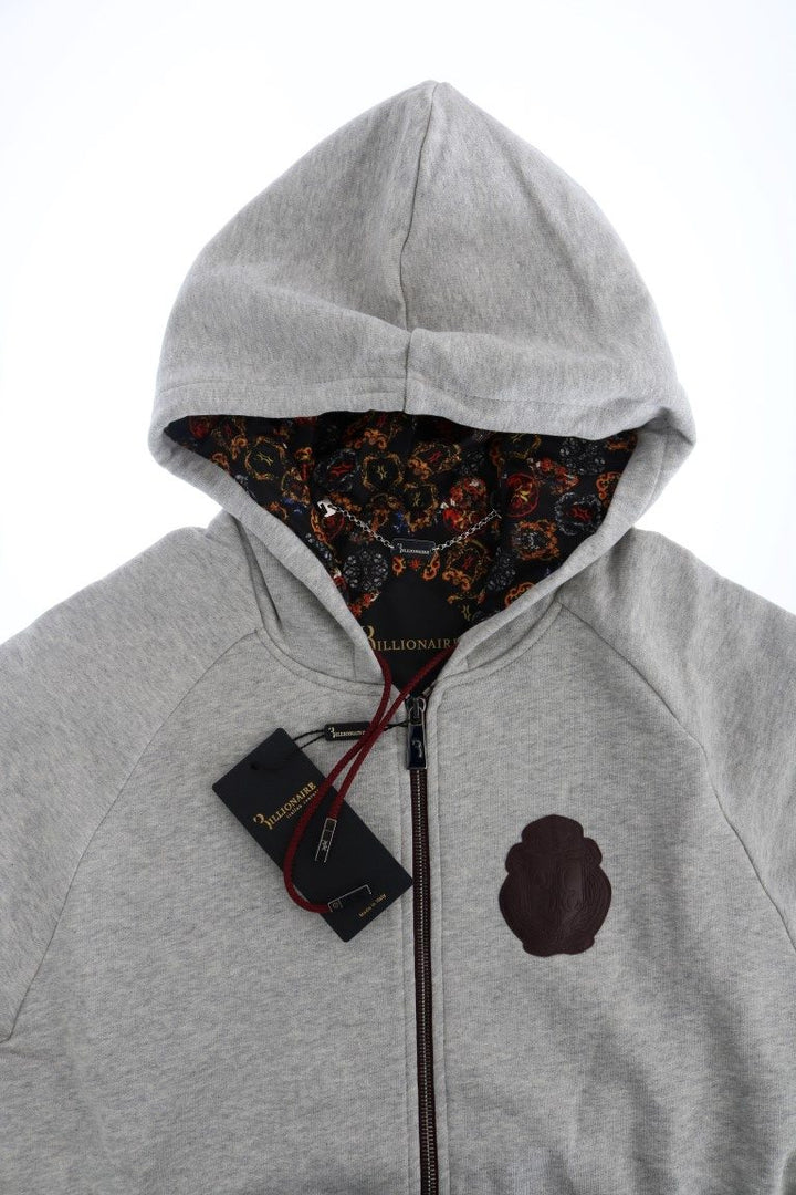 Grauer Baumwoll-Kapuzenpullover