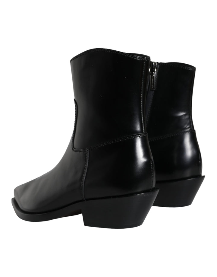 Schwarze Leder Stiefeletten Booties Schuhe