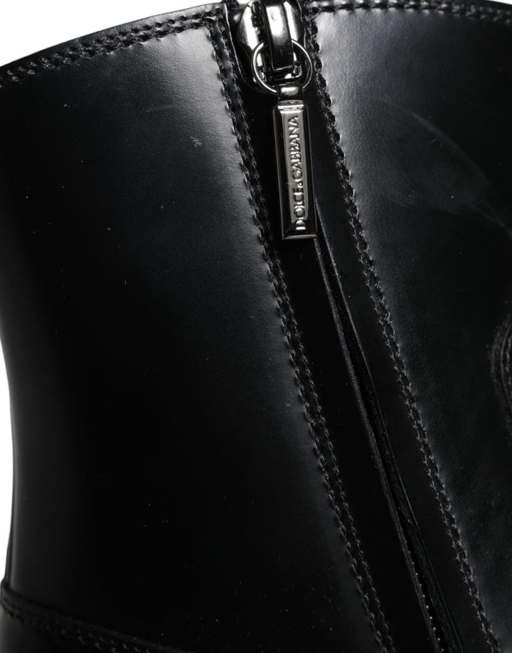 Schwarze Leder Stiefeletten Booties Schuhe