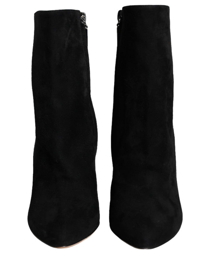 Schwarze Wildleder Mid Calf Stiefel Schuhe