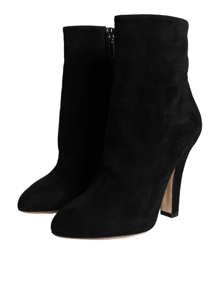 Schwarze Wildleder Mid Calf Stiefel Schuhe