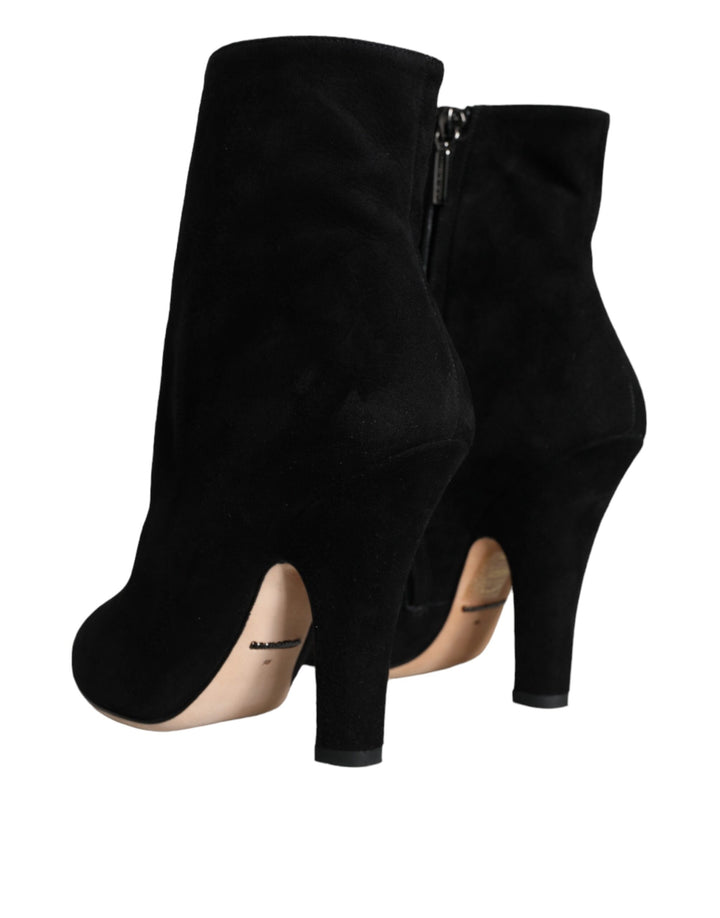 Schwarze Wildleder Mid Calf Stiefel Schuhe